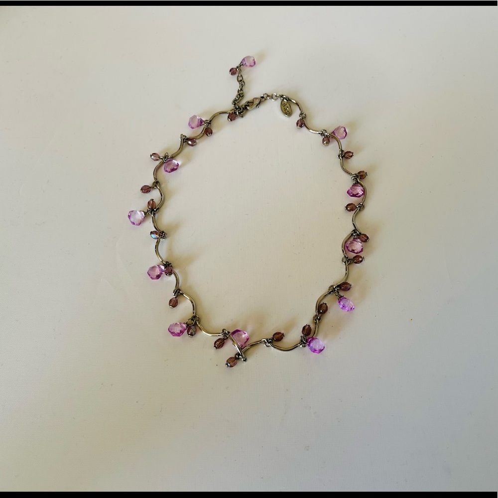 Silver Vine Purple Necklace